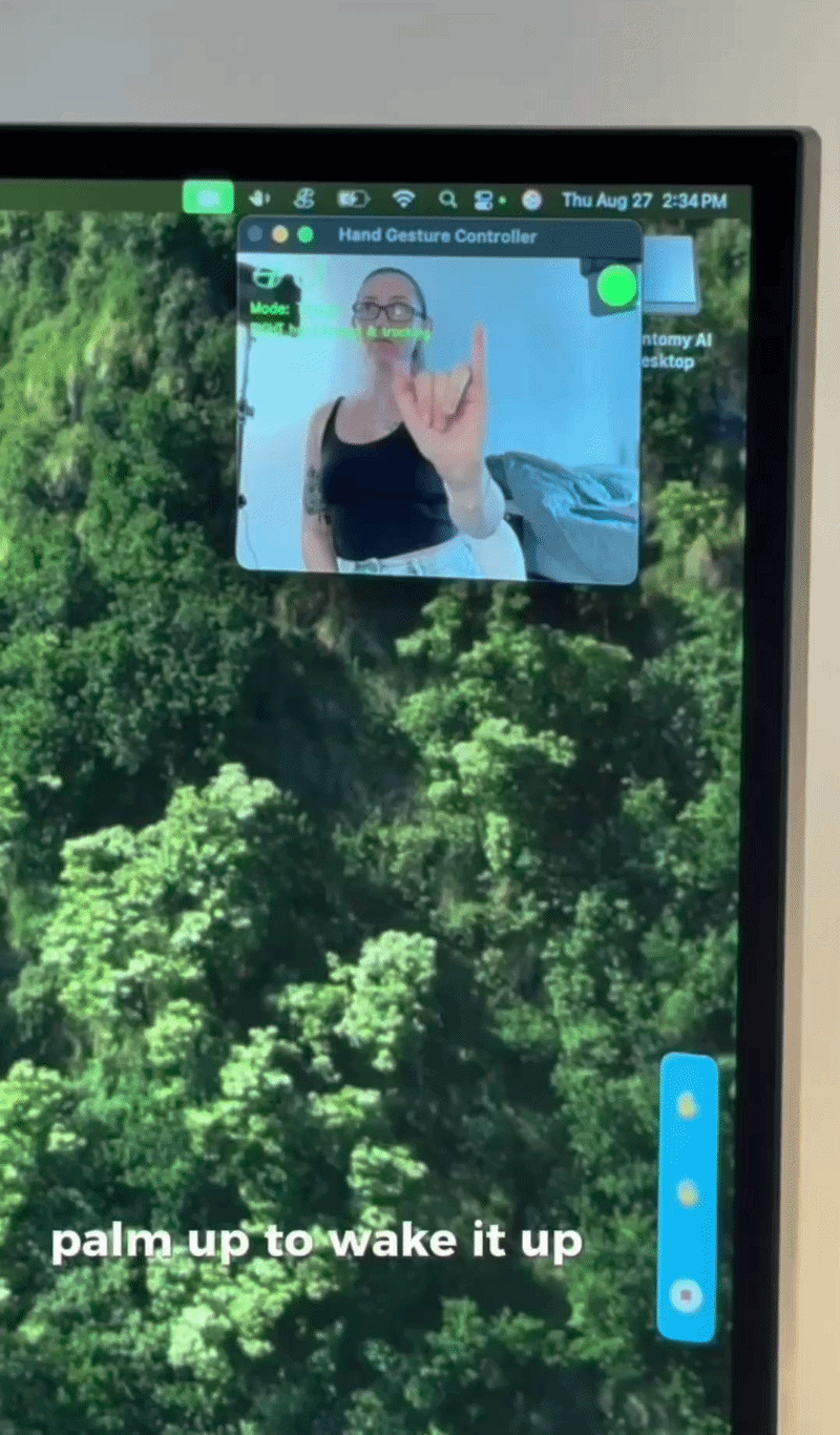 Holding the pinky out to pause gesture control